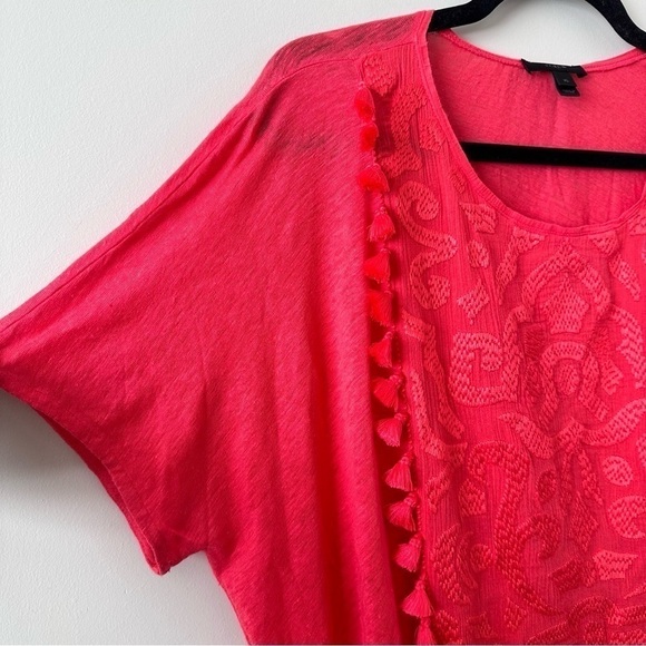 Jcrew-coral 100% Linen Tassel Tee (Size:XL) - Picture 7 of 9